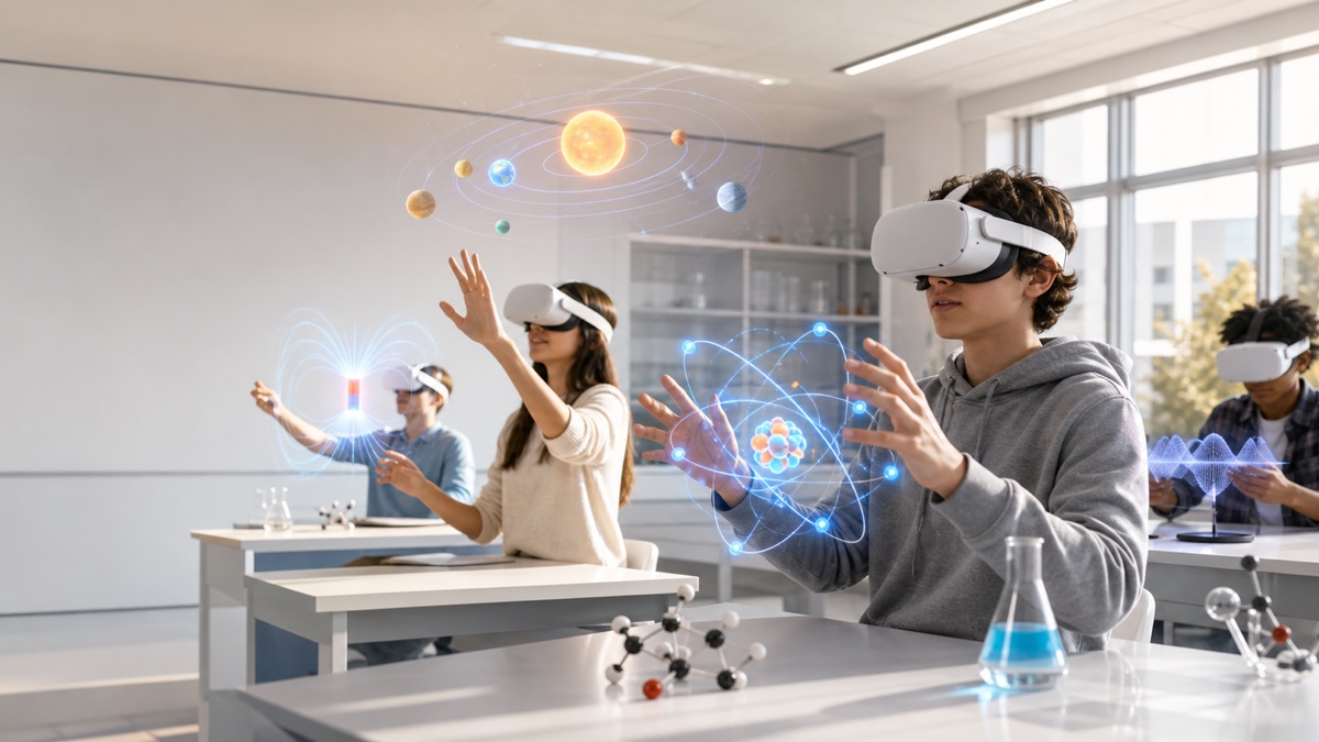 Copii și adulți în căști VR la o activitate Gateway VR Studio